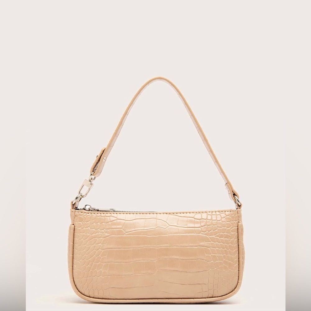 Croc Embossed Baguette Bag